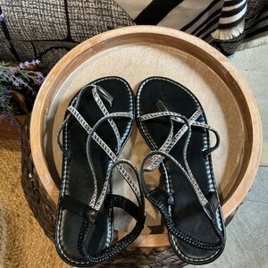 Elegant Black , Silver and rhinestone Women's Sandals 9